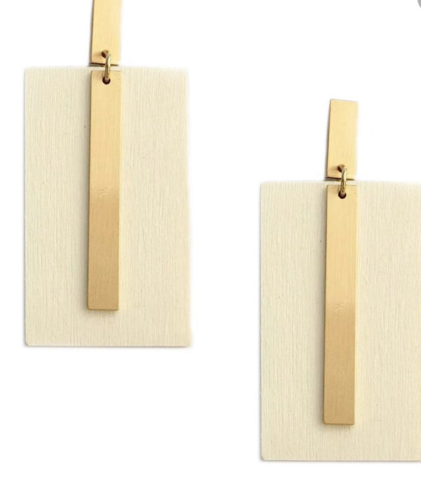 Gold Accent Wood Like Earrings - Image 2