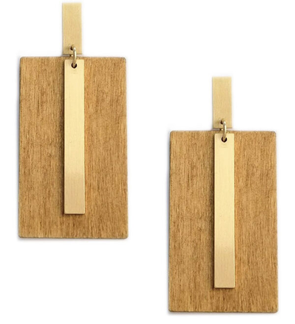 Gold Accent Wood Like Earrings - Image 3