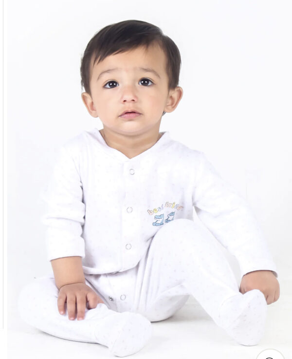 Babys White Front Romper - Image 3