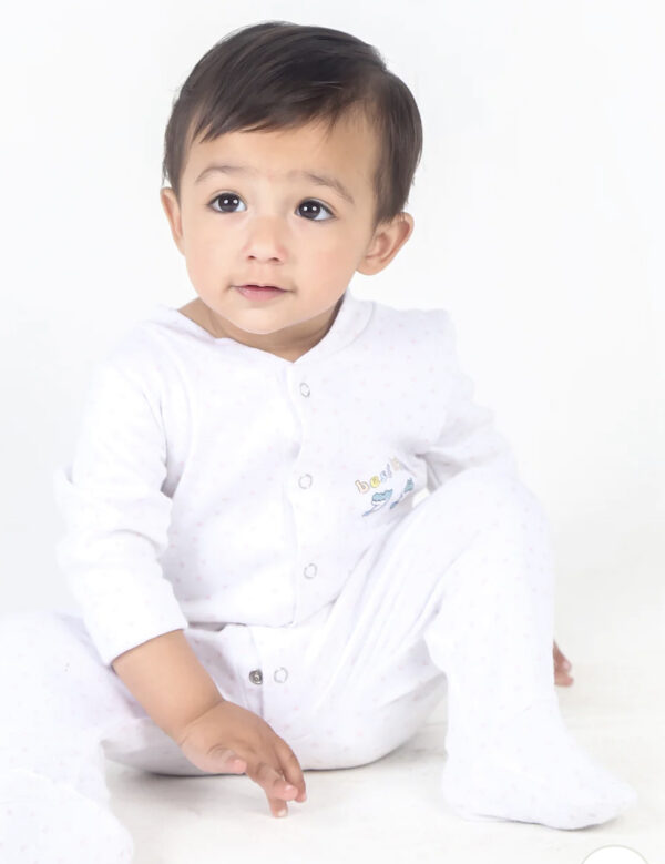 Babys White Front Romper - Image 4